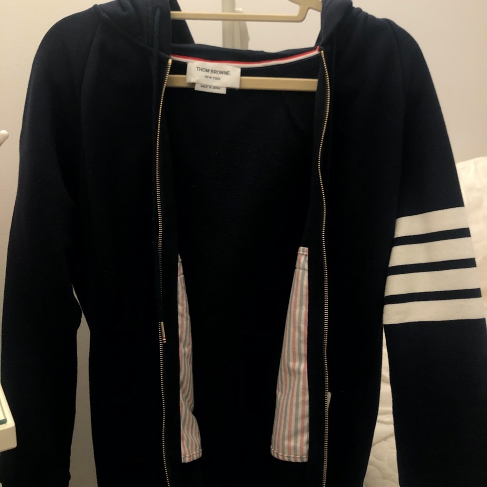 Thom Browne 4 bar zip-up hoodie